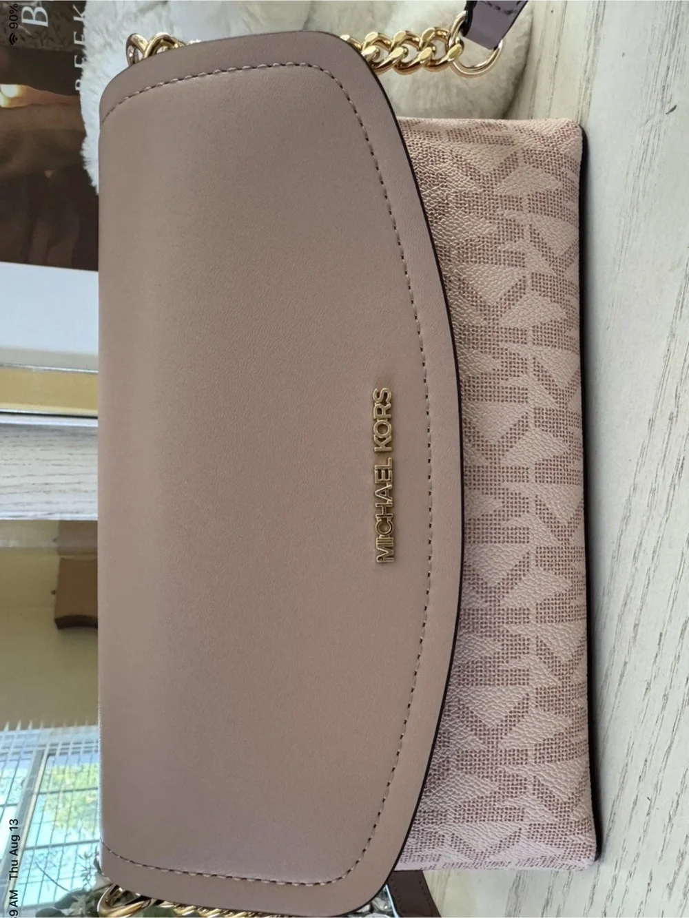 Michael Kors Blush Pink Signature Logo Ida Ballet Crossbody Bag